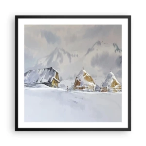 Poster în ramă neagră - Într-o vale înzăpezită - 60x60 cm