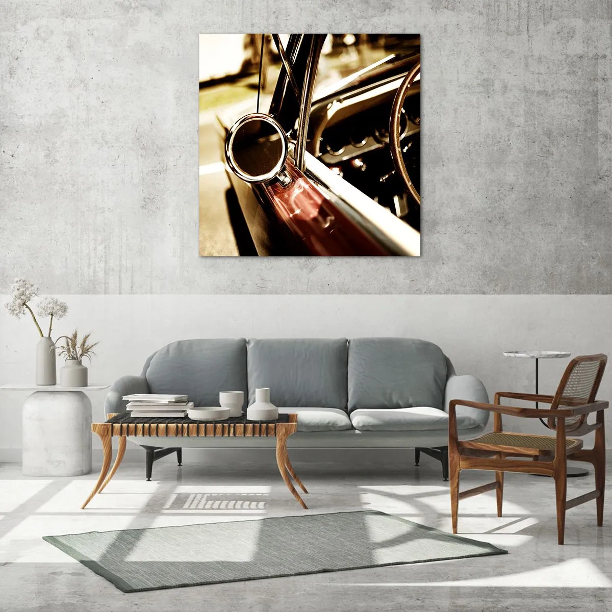 Tablou pe sticlă - O mașină cu suflet - 70x70 cm