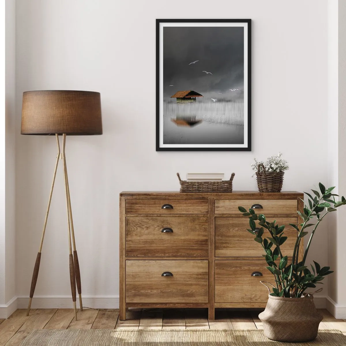 Poster în ramă neagră - Adăpost de ploaie - 61x91 cm