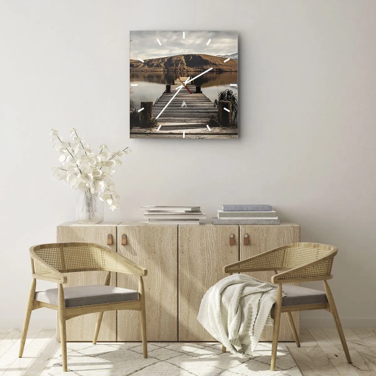 Ceas de perete - Ceas pe sticlă - Peisaj în tăcere - 30x30 cm