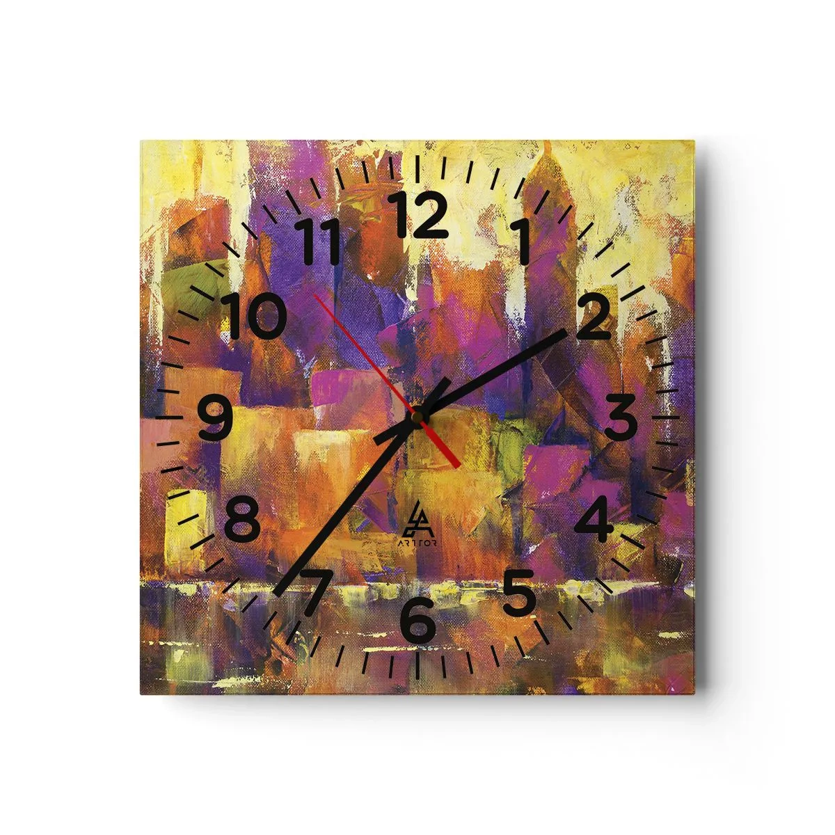 Ceas de perete - Ceas pe sticlă - Compoziția metropolitană - 40x40 cm