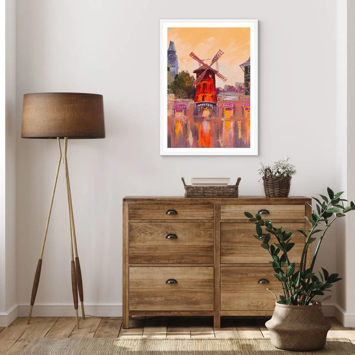 Poster în ramă albă - Icoane pariziene - Moulin Rouge - 70x100 cm