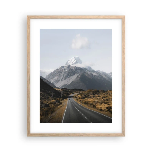 Poster în ramă de stejar deschis - Drumul spre inima munților - 40x50 cm