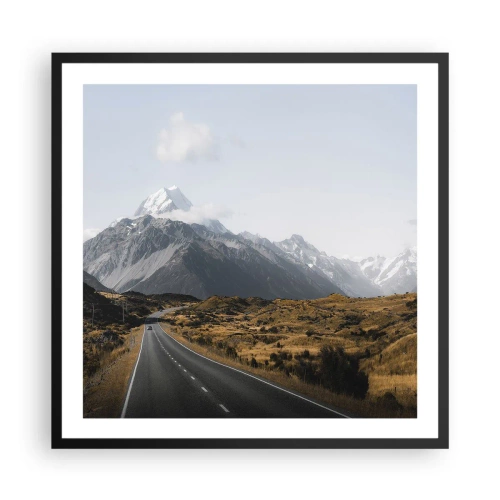 Poster în ramă neagră - Drumul spre inima munților - 60x60 cm
