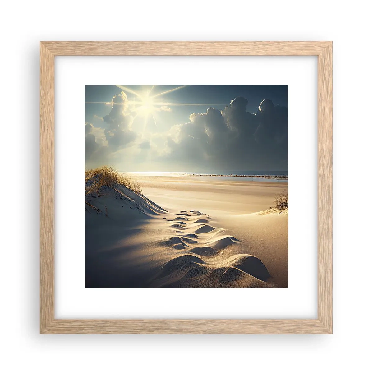 Poster în ramă de stejar deschis - Peisaj liniștitor - 30x30 cm