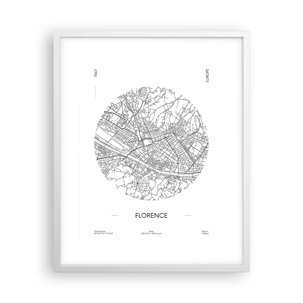 Poster în ramă albă - Anatomia Florenței - 40x50 cm