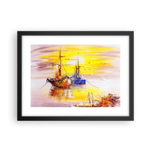 Poster în ramă neagră - O binemeritată odihnă în port - 40x30 cm