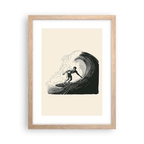 Poster în ramă de stejar deschis - Regele valului - 30x40 cm