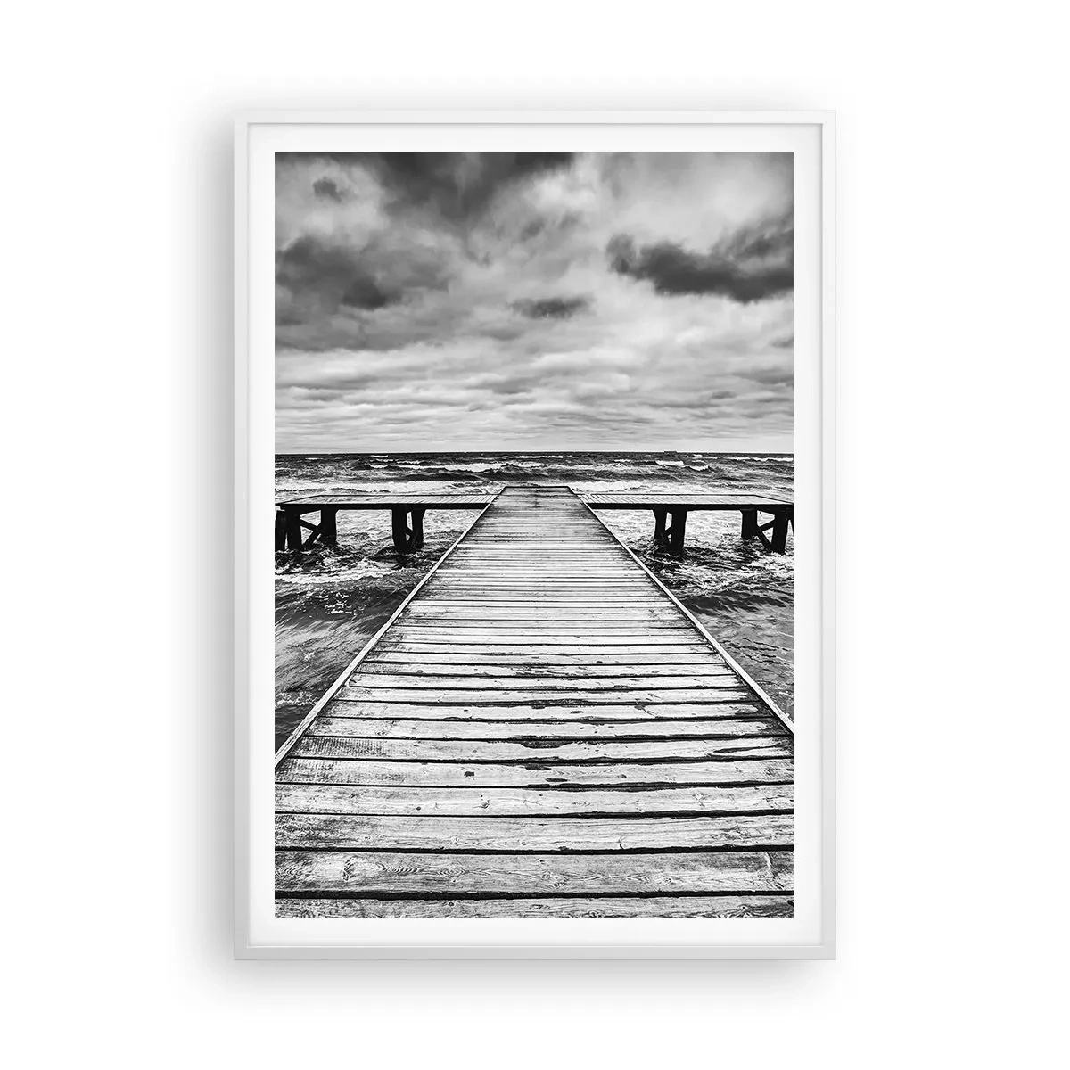 Poster în ramă albă - Aștept ca vântul să fugărească... - 70x100 cm