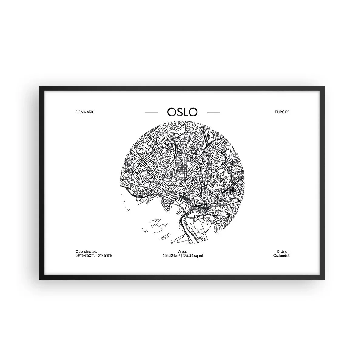 Poster în ramă neagră - Anatomia Oslo - 91x61 cm