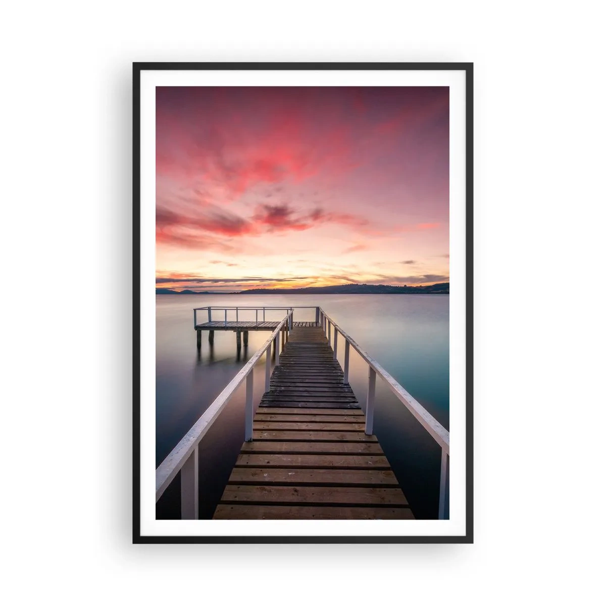 Poster în ramă neagră - Flacăra blândă a serii - 70x100 cm