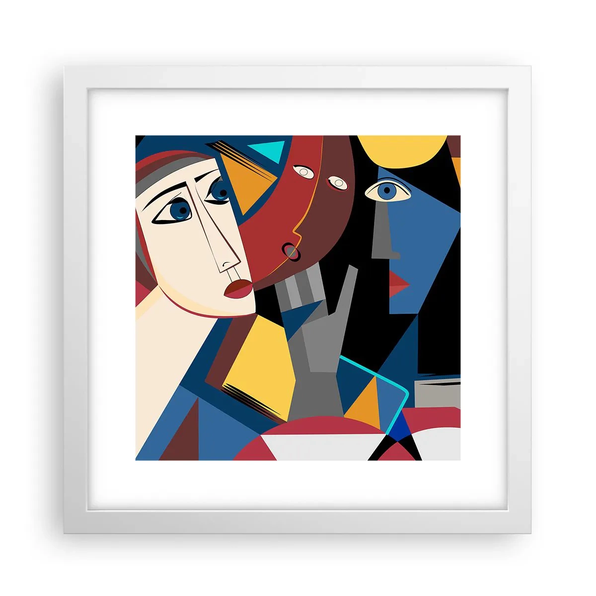 Poster în ramă albă - Discuția cubiștilor - 30x30 cm