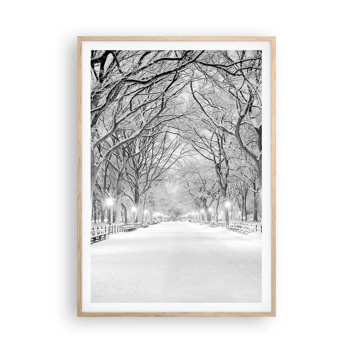 Poster în ramă de stejar deschis - Cele patru anotimpuri – iarna - 70x100 cm