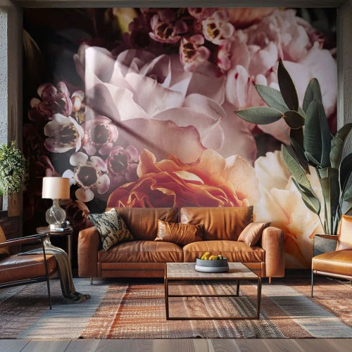 Tapet Premium Canvas - Înghesuite în frumusețe - Flori, Buchet de flori, Trandafir - 400x280 cm