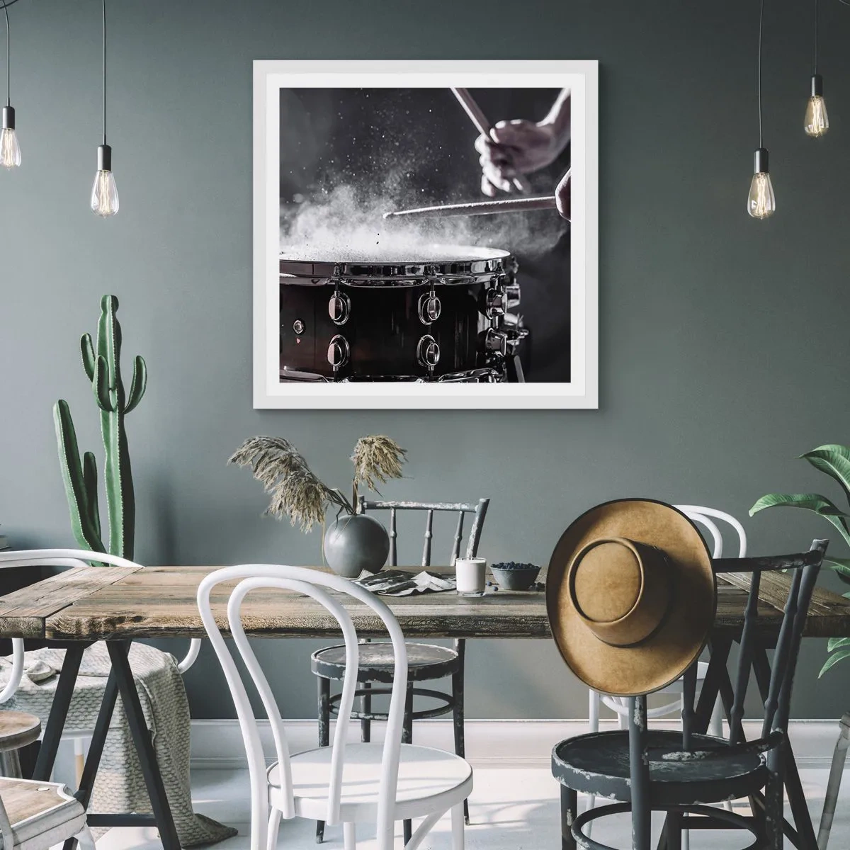 Poster în ramă albă - Pulsul muzicii - 40x40 cm