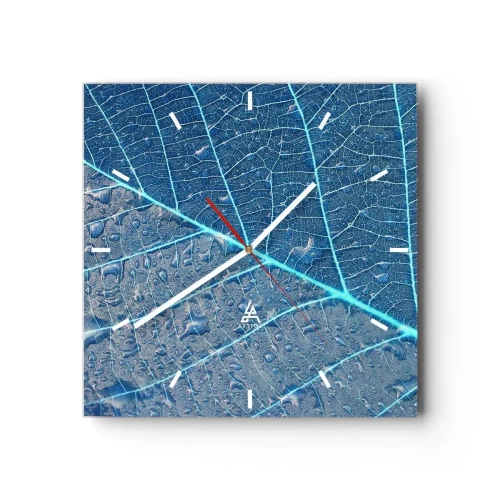 Ceas de perete - Ceas pe sticlă - Viața în albastru - 40x40 cm
