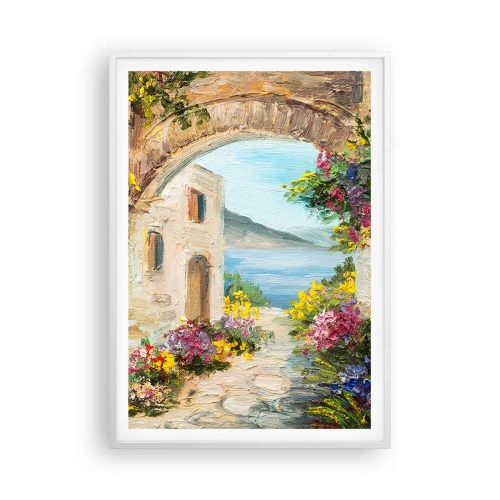 Poster în ramă albă - Farmecul peisajului de coastă - 70x100 cm