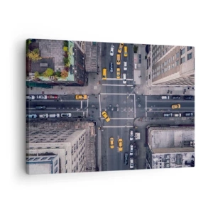 Tablou pe pânză Canvas - Vedere aeriană a unei străzi aglomerate a orașului - 70x50cm - O alegere simplă - Decorațiune modernă pentru perete pentru living și dormitor ARTTOR