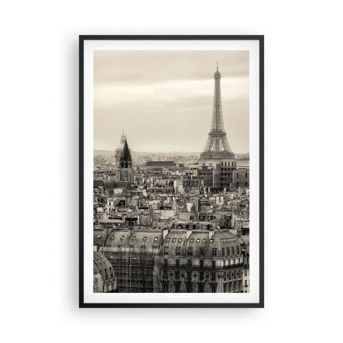 Poster în ramă neagră - Deasupra acoperișurilor Parisului - 61x91 cm