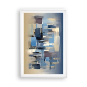 Poster în ramă albă - Construcție albastră - 61x91 cm