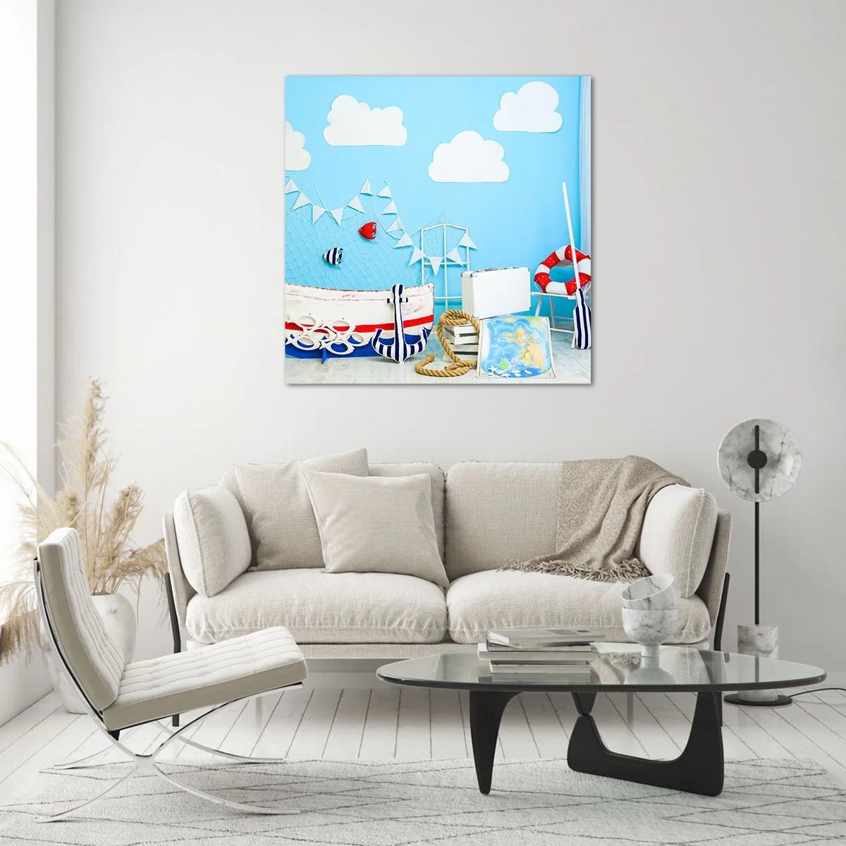 Tablou pe sticlă - Dorința copilărească de aventură - 30x30 cm