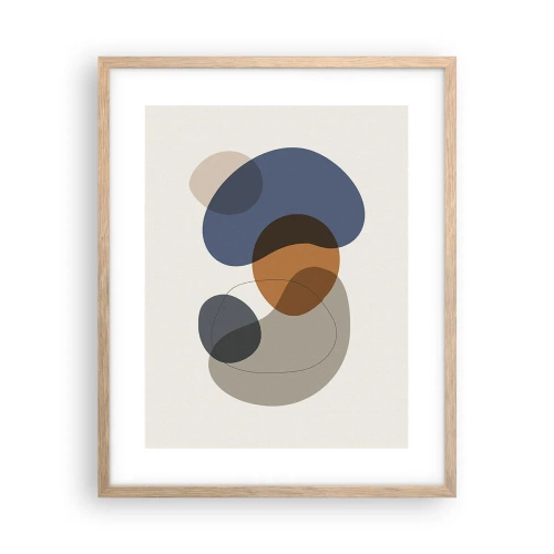 Poster în ramă de stejar deschis - Picături de culoare - 40x50 cm