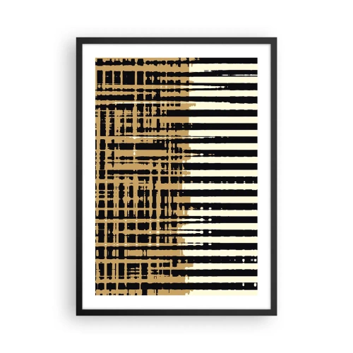 Poster în ramă neagră - Model geometric cu linii și culori calde - 50x70cm - Abstracție arhitecturală - Decorațiune modernă pentru perete pentru living și dormitor ARTTOR