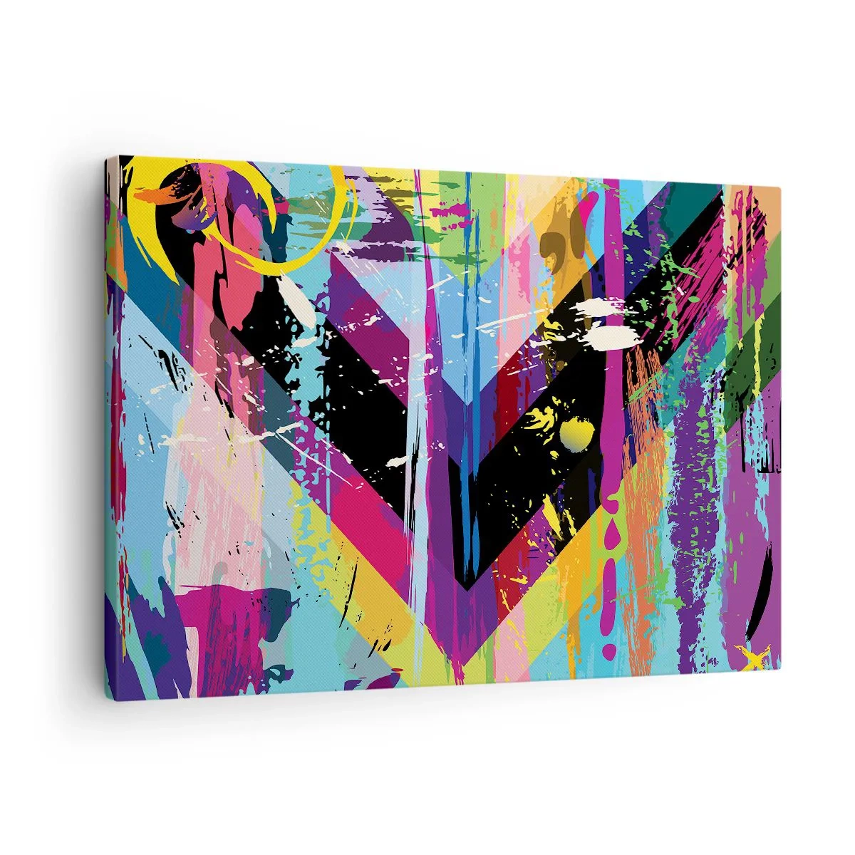 Tablou pe pânză Canvas - Model abstract cu forme geometrice colorate - 70x50cm - De sus în jos - Decorațiune modernă pentru perete pentru living și dormitor ARTTOR