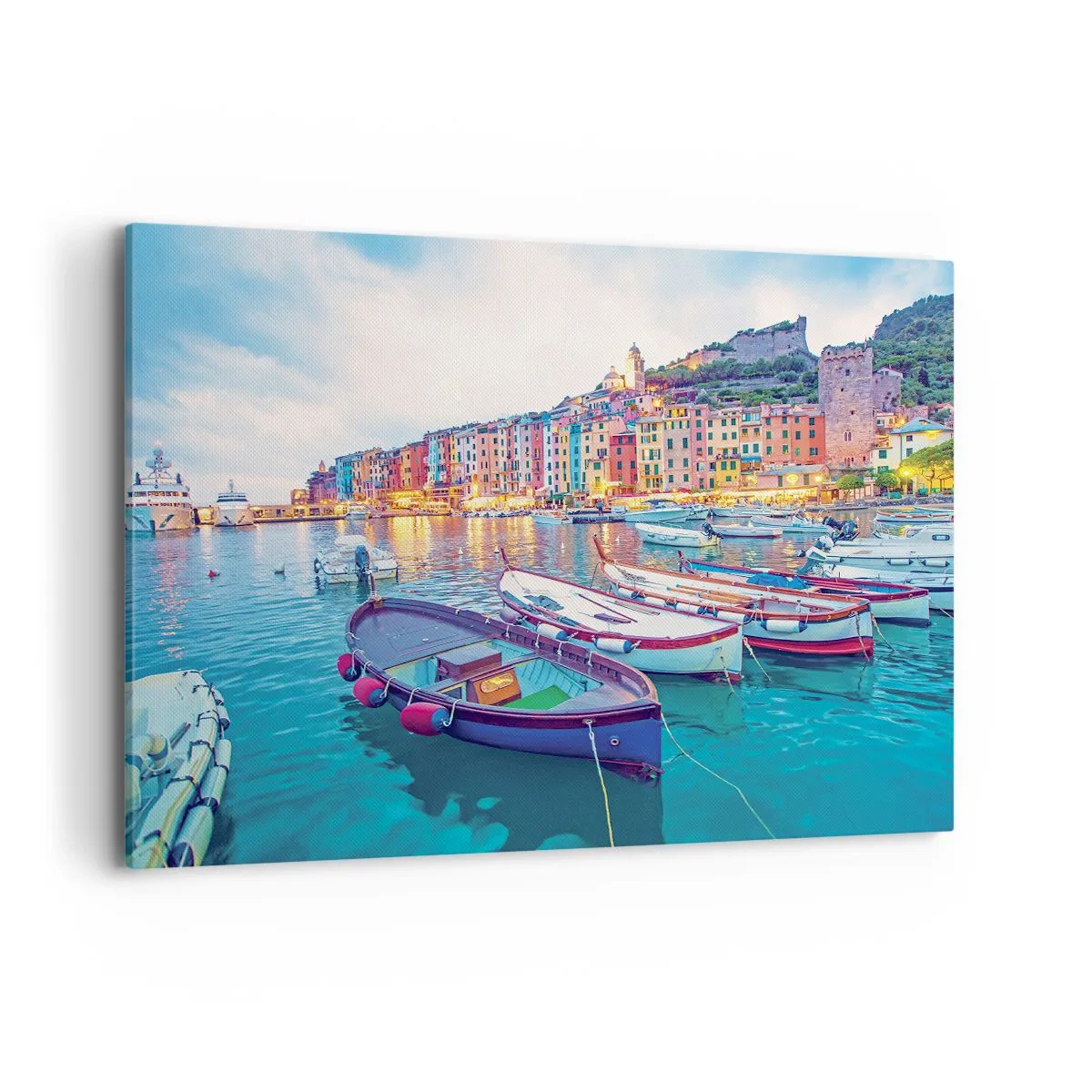 Tablou pe pânză - O seară plină de culoare în port - 100x70 cm