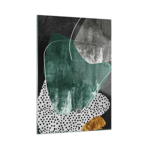 Tablou pe sticlă - Abstracție colorată cu fulgi de aur - 50x70 cm