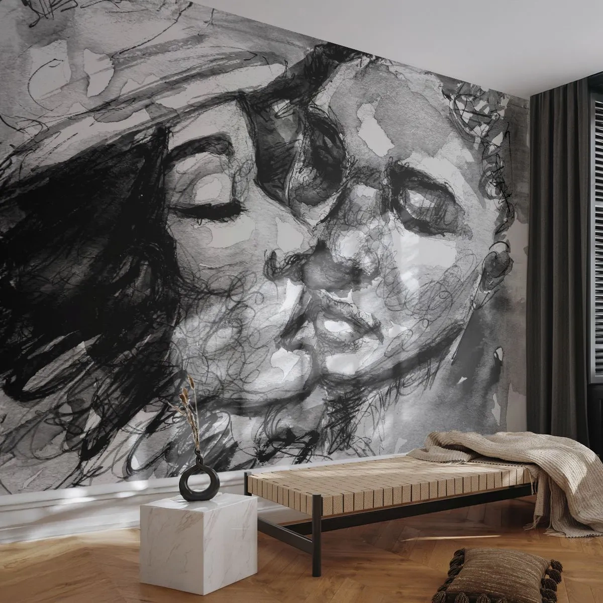 Tapet Premium Canvas - Un moment de tandrețe - Sărutări, Dragoste, Îndrăgostiți - 100x70 cm