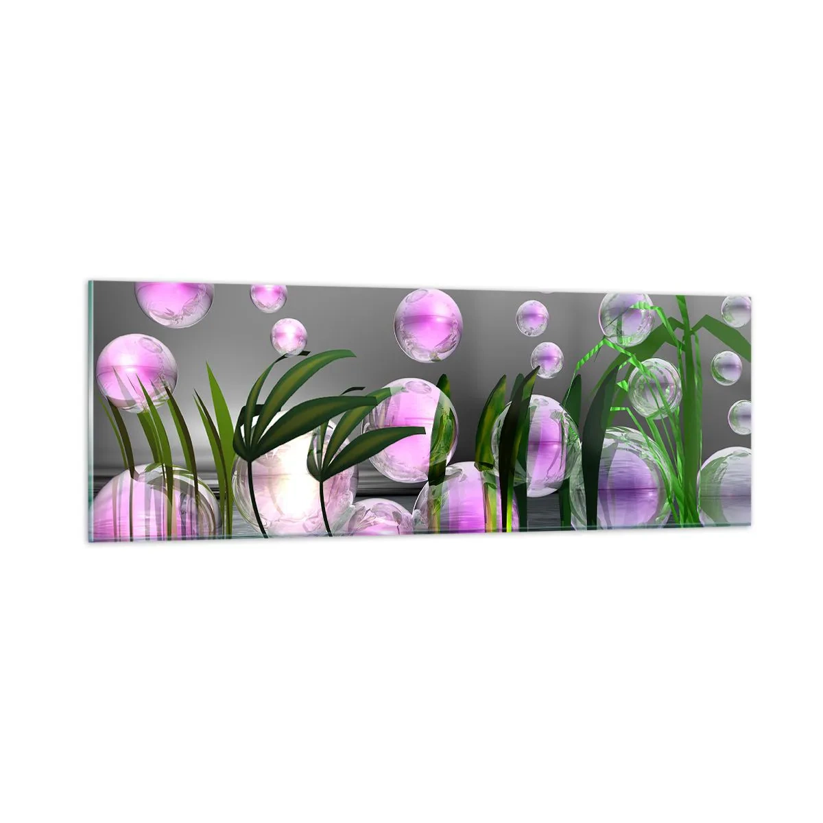 Tablou pe sticlă - O compoziție reflexivă de luminozitate și viață - 90x30 cm