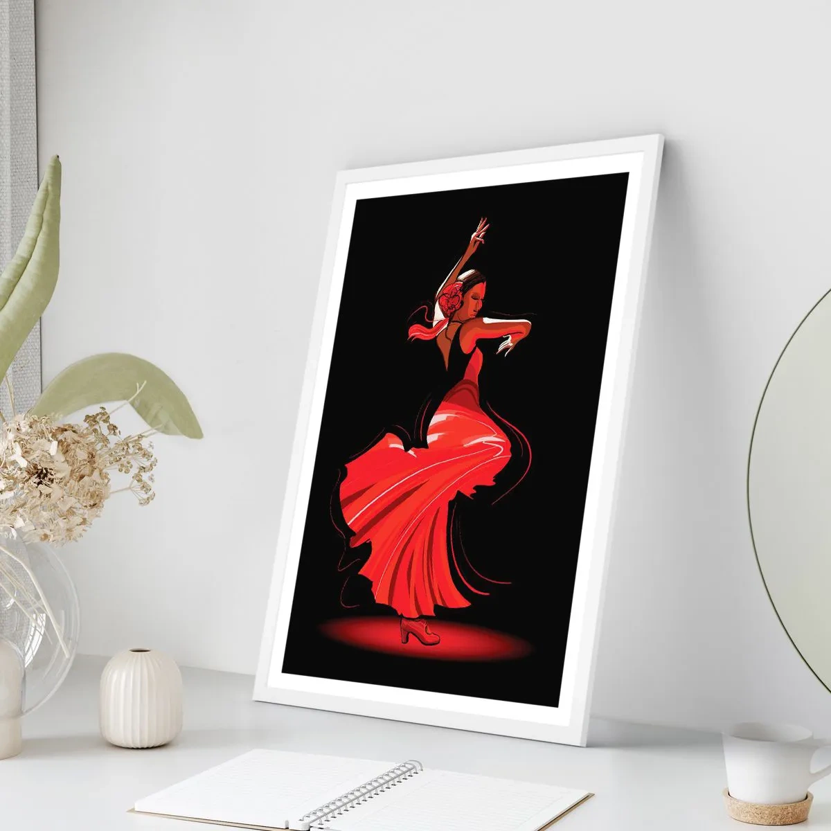 Poster în ramă albă - Spiritul înflăcărat al flamenco-ului - 50x70 cm