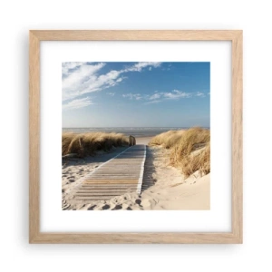Poster în ramă de stejar deschis - În spatele dunei, în zumzetul ierbii - 30x30 cm