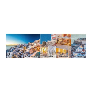 Mostră tapet Premium Canvas - Esența grecității - Santorini, Arhitectură, Grecia - 100x30 cm