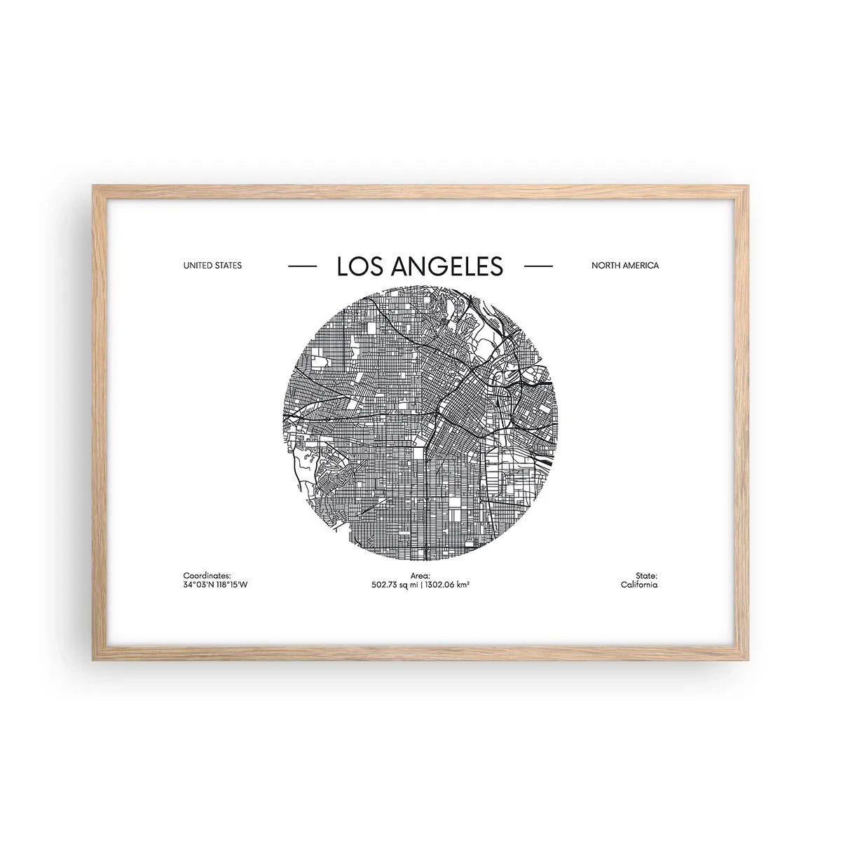 Poster în ramă de stejar deschis - Anatomia Los Angeles - 70x50 cm