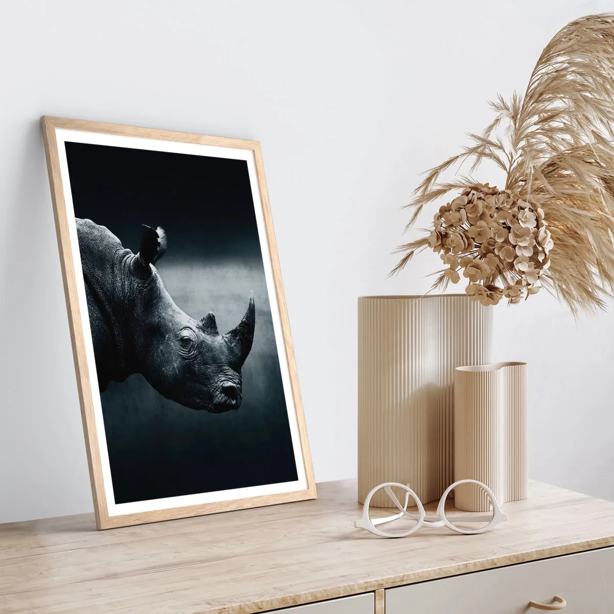 Poster în ramă de stejar deschis - Profil drept - 40x50 cm