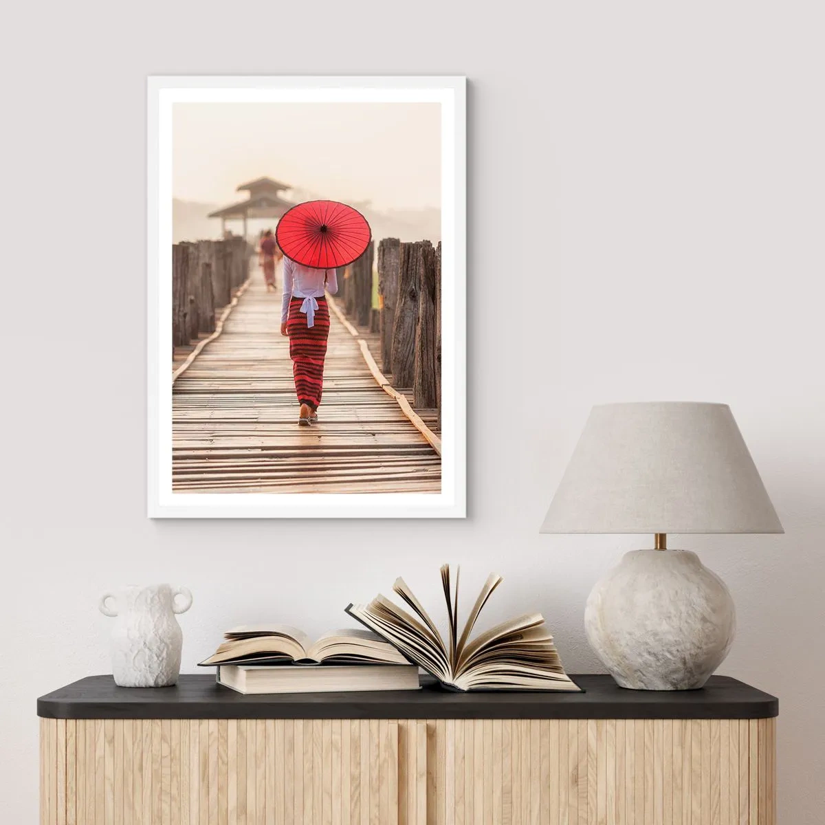 Poster în ramă albă - Pe podul vechi - 50x70 cm