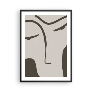 Poster în ramă neagră - Portret facial minimalist - 50x70cm - Ca într-un tablou de Modigliani - Decorațiune modernă pentru perete pentru living și dormitor ARTTOR