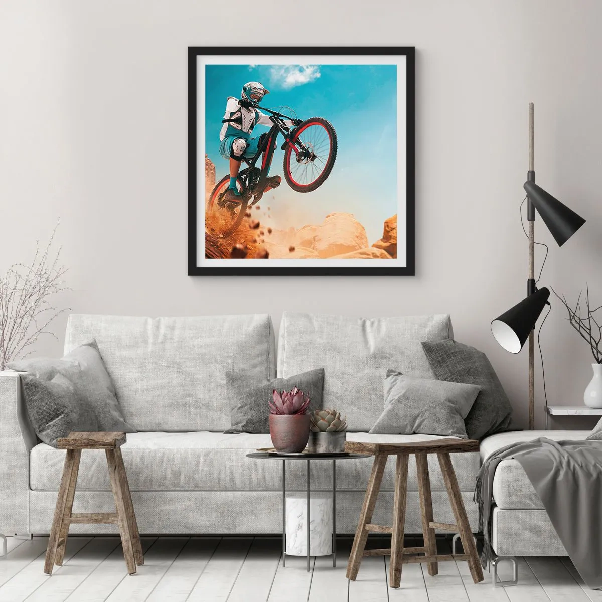 Poster în ramă neagră - Nebunia demonului bicicletei - 50x50 cm