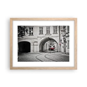 Poster în ramă de stejar deschis - Printr-un labirint urban - 40x30 cm