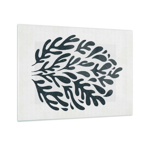 Tablou pe sticlă - Formă organică neagră pe fundal alb - 70x50cm - Formele naturii - Decorațiune modernă pentru perete pentru living și dormitor ARTTOR