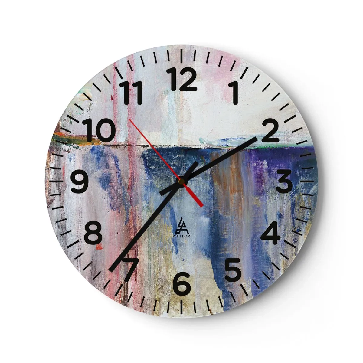 Ceas de perete - Ceas pe sticlă - Impresii și asociații colorate - 30x30 cm