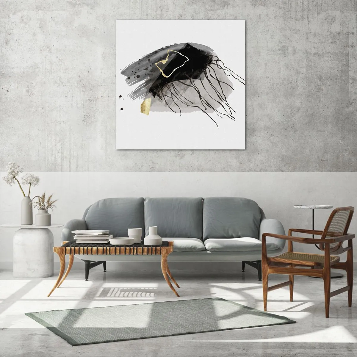 Tablou pe sticlă - Negru și aur - 60x60 cm