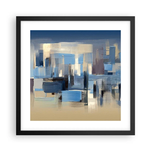 Poster în ramă neagră - Construcție albastră - 40x40 cm