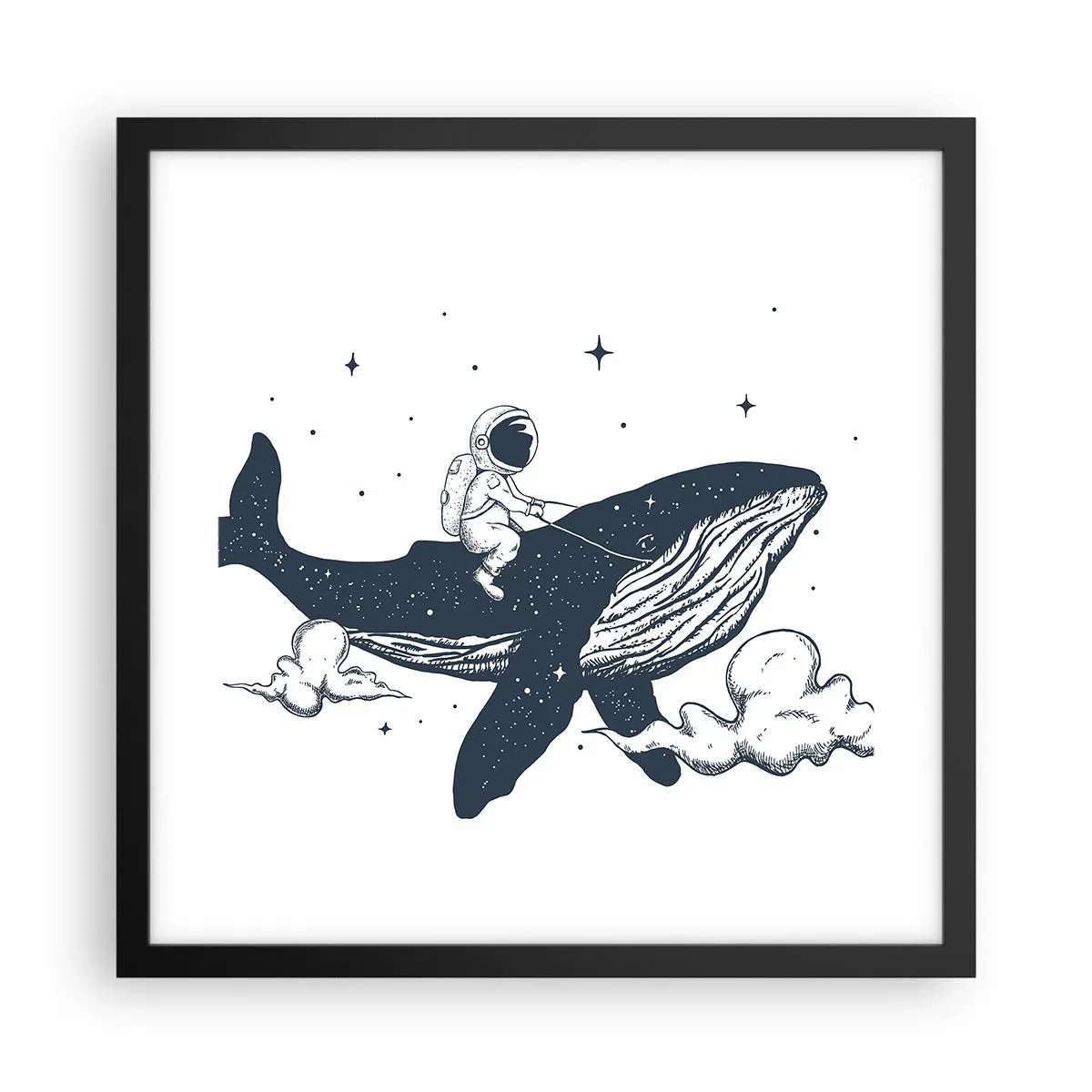 Poster în ramă neagră - Aventura spațială - 40x40 cm