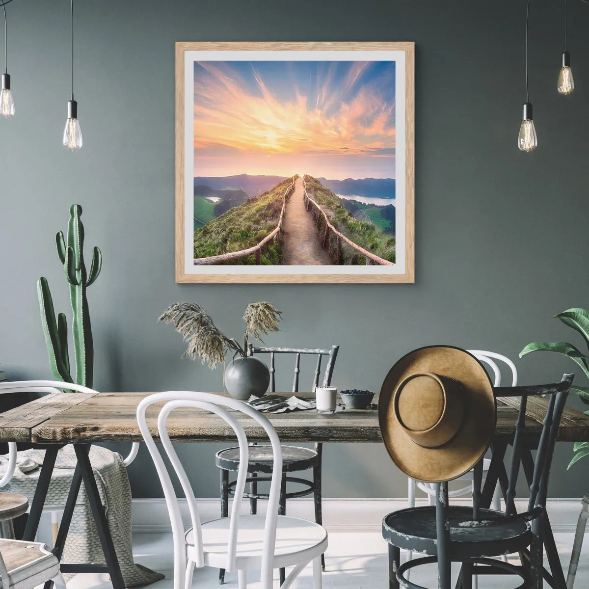 Poster în ramă de stejar deschis - Aproape de cer - 60x60 cm