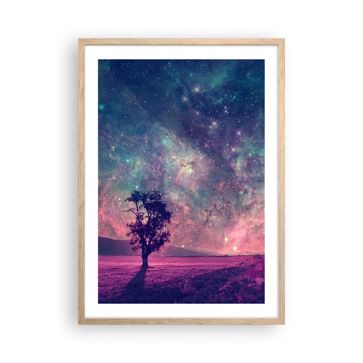 Poster în ramă de stejar deschis - Sub un cer magic - 50x70 cm