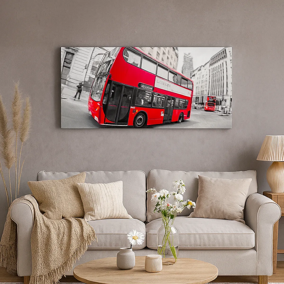 Tablou pe pânză - Londra în mod tradițional - by bus - 30x30 cm