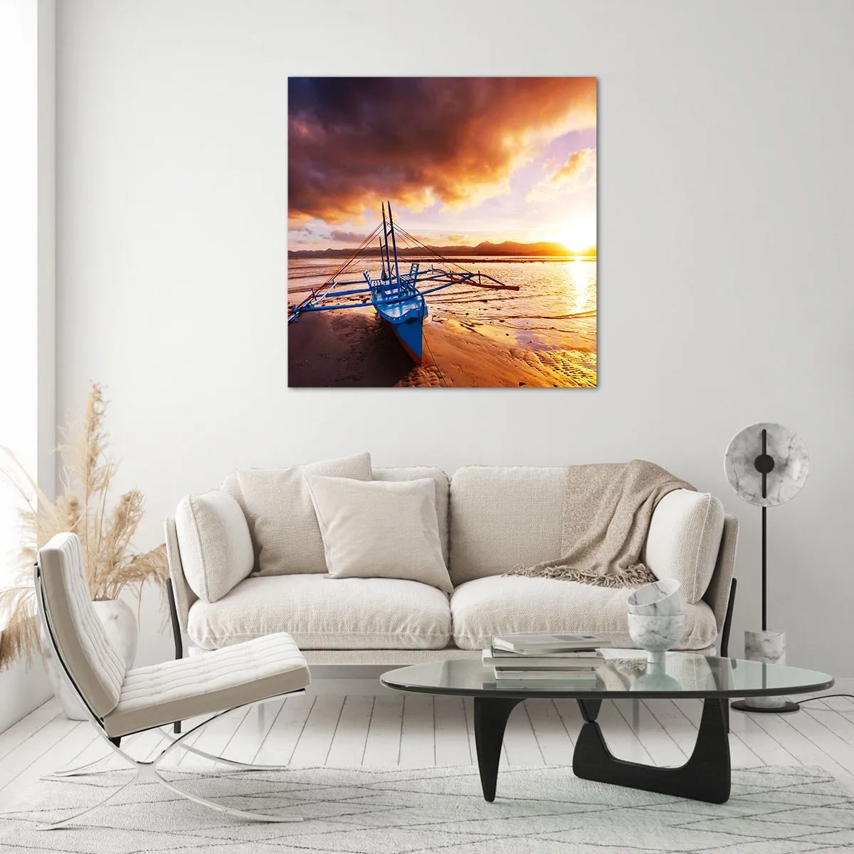 Tablou pe sticlă - După o zi lungă, întindeți-vă pe nisip - 70x70 cm